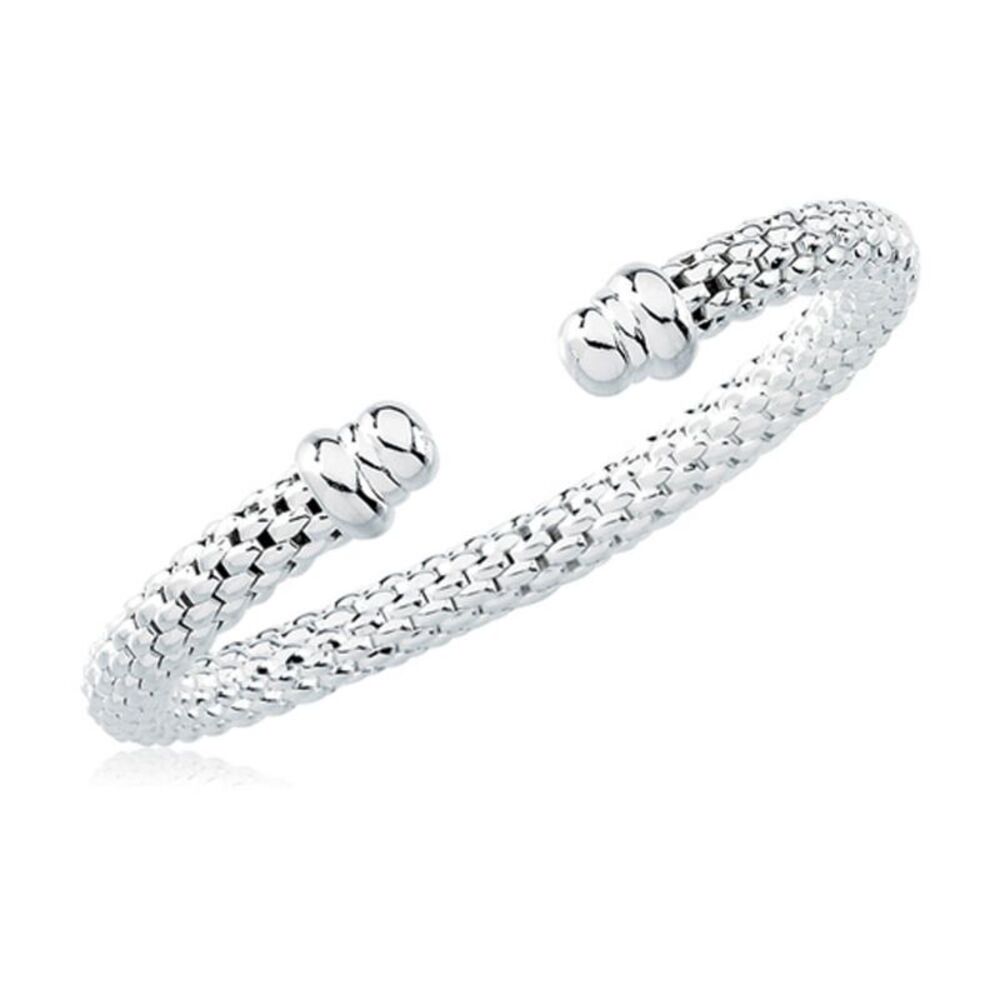 Sterling Silver 7.25mm Hollow Popcorn Cuff Bracelet